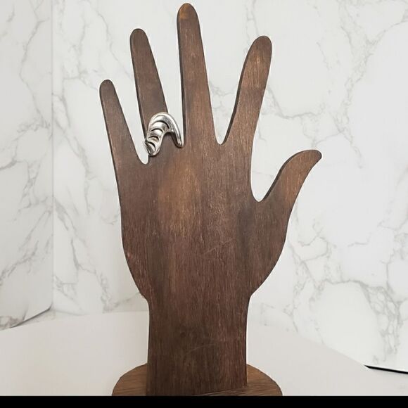 STERLING SILVER Free-form Cutout Wave Ring - Picture 2 of 8